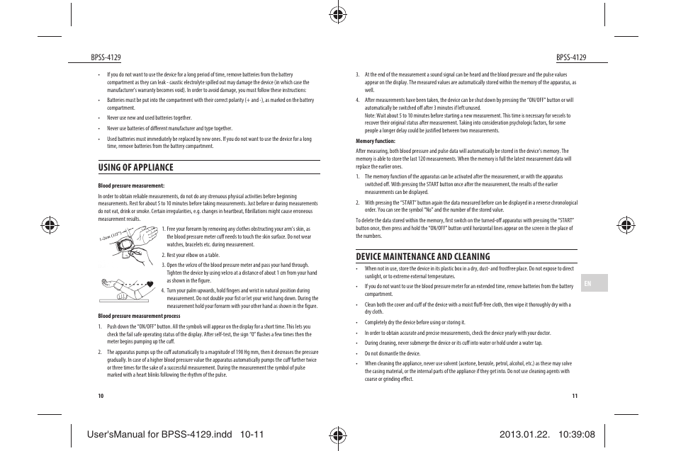 Device maintenance and cleaning, Using of appliance | Dyras BPSS-4129 User Manual | Page 6 / 31