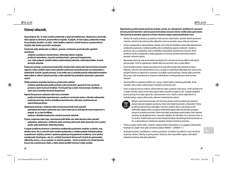 Vážený zákazník, Bpss-6129 | Dyras BPSS-6129 User Manual | Page 22 / 33
