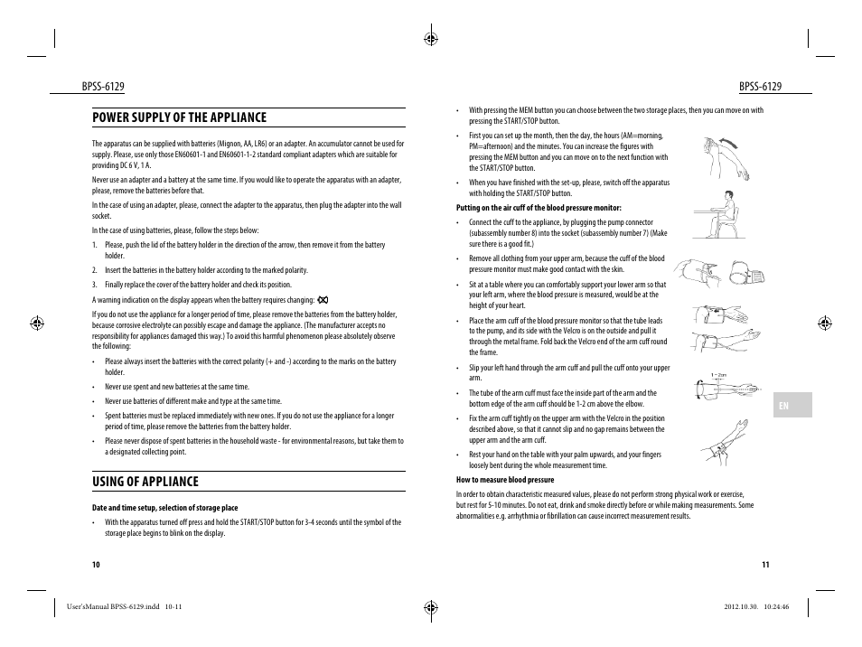 Power supply of the appliance, Using of appliance, Bpss-6129 | Dyras BPSS-6129 User Manual | Page 6 / 33