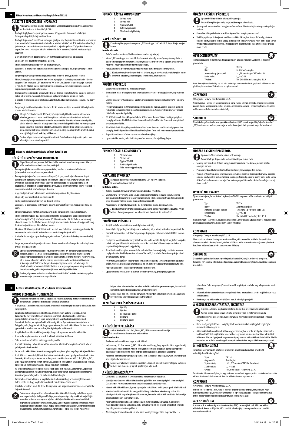 Dyras TN-216 User Manual | Page 2 / 2