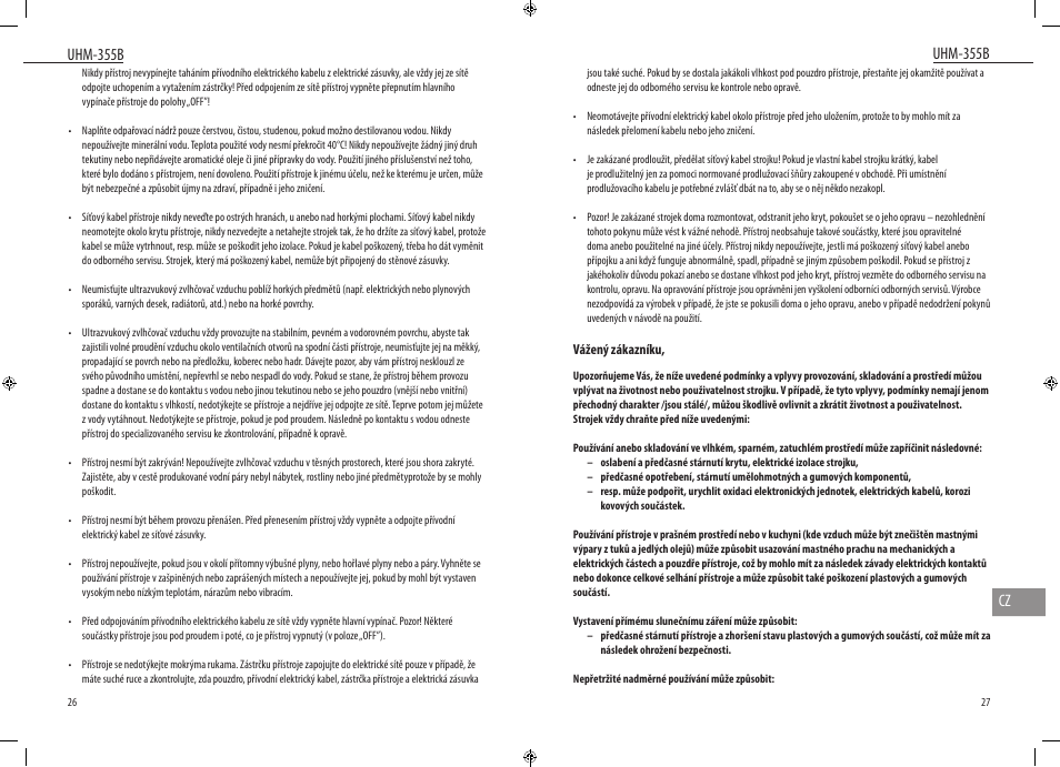 Uhm-355b, Uhm-355b cz | Dyras UHM-355B User Manual | Page 14 / 29