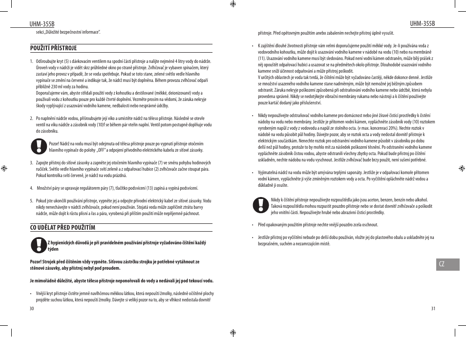 Uhm-355b, Uhm-355b cz | Dyras UHM-355B User Manual | Page 16 / 29