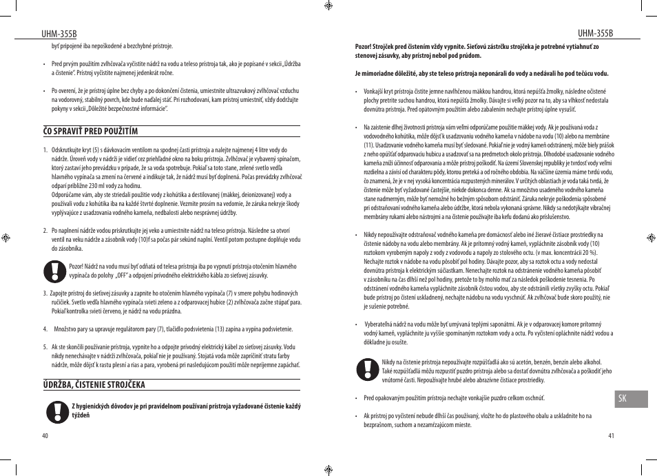 Uhm-355b, Uhm-355b sk | Dyras UHM-355B User Manual | Page 21 / 29