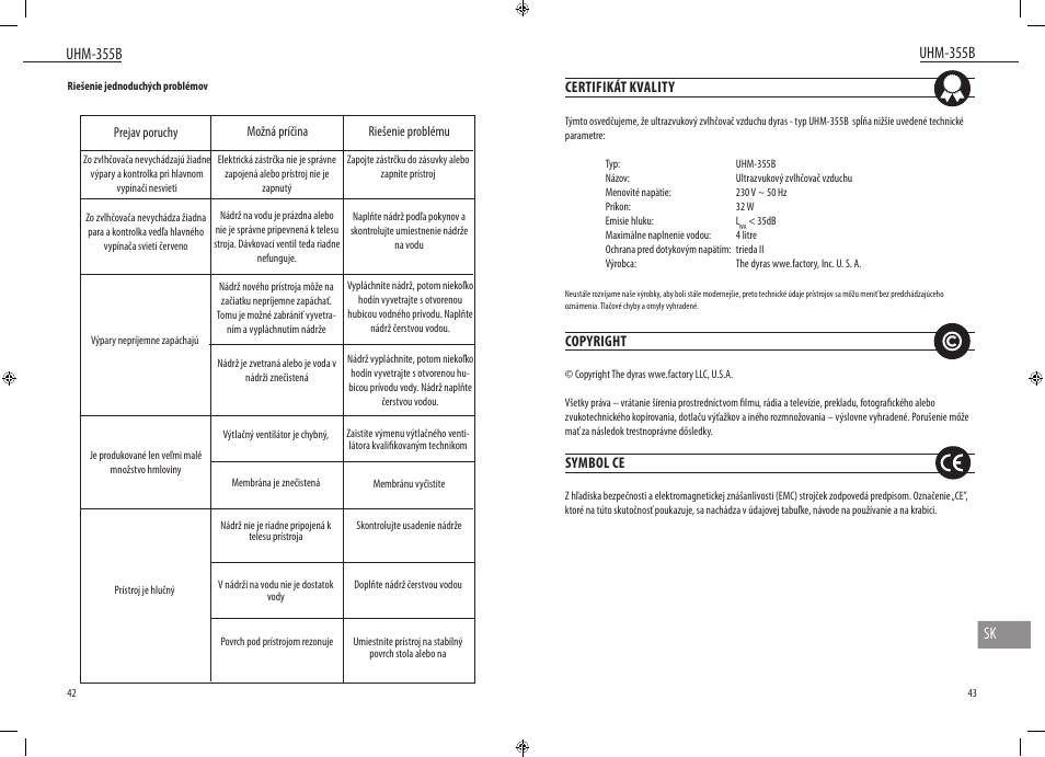 Uhm-355b, Uhm-355b sk | Dyras UHM-355B User Manual | Page 22 / 29