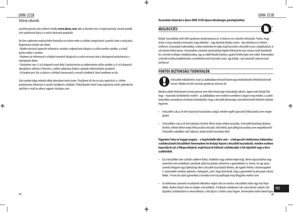 Dyras UHM-355B User Manual | Page 23 / 29