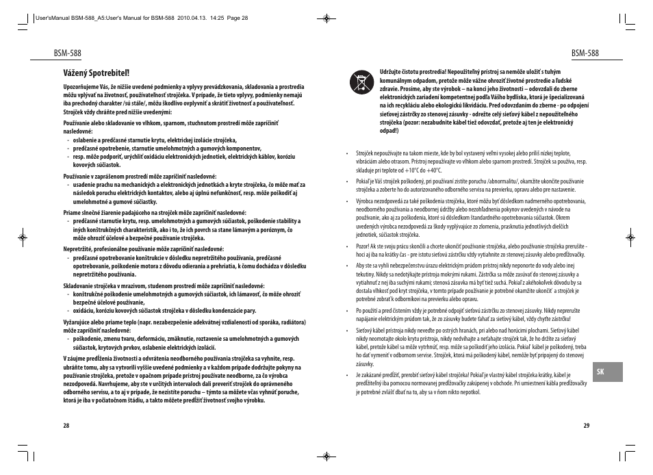 Bsm-588, Vážený spotrebiteľ | Dyras BSM-588 User Manual | Page 15 / 23