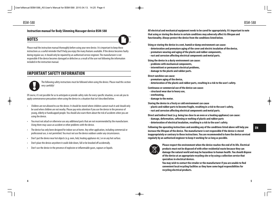 Important safety information | Dyras BSM-588 User Manual | Page 3 / 23