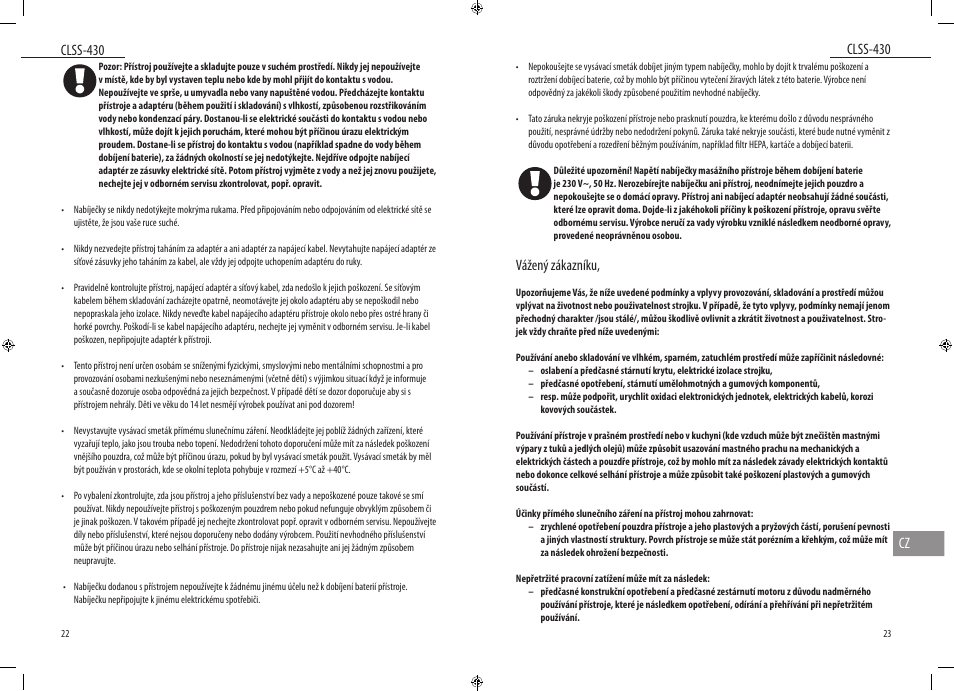 Clss-430, Clss-430 cz, Vážený zákazníku | Dyras CLSS-430 User Manual | Page 12 / 23