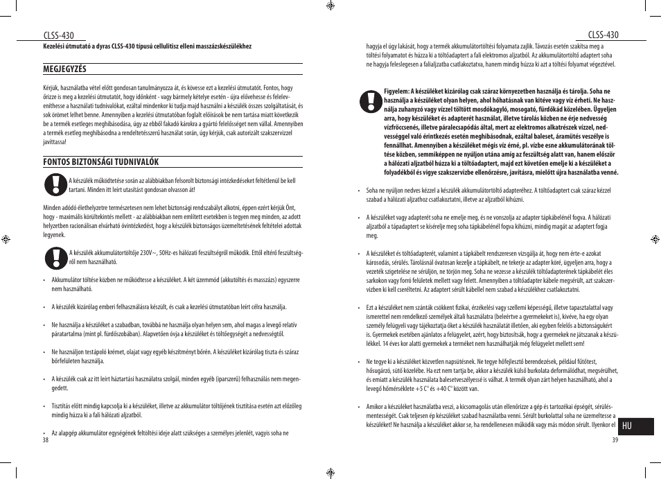 Clss-430, Clss-430 hu | Dyras CLSS-430 User Manual | Page 20 / 23