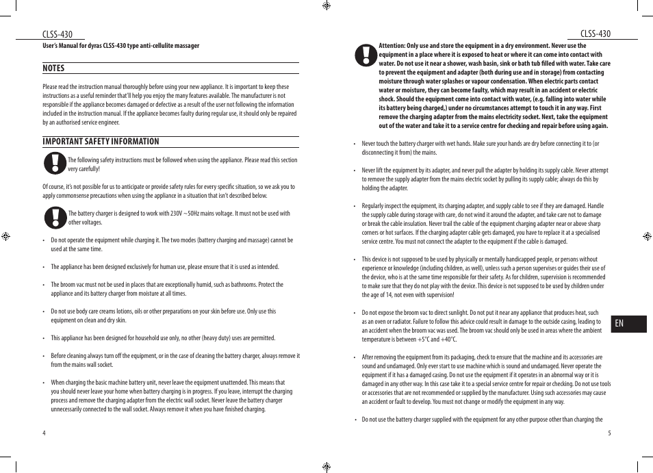 Dyras CLSS-430 User Manual | Page 3 / 23