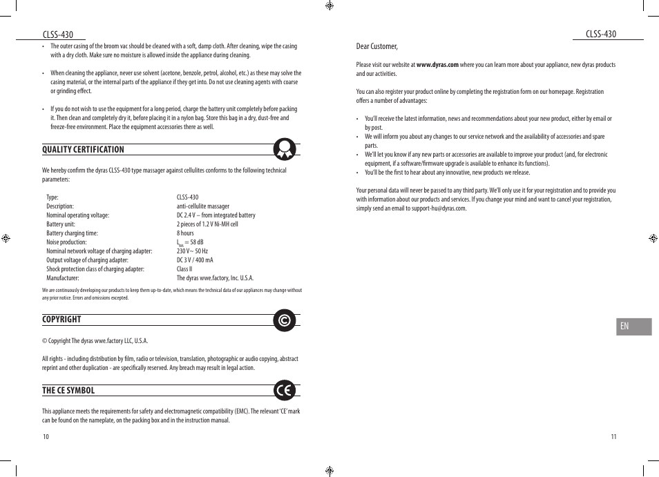 Dyras CLSS-430 User Manual | Page 6 / 23