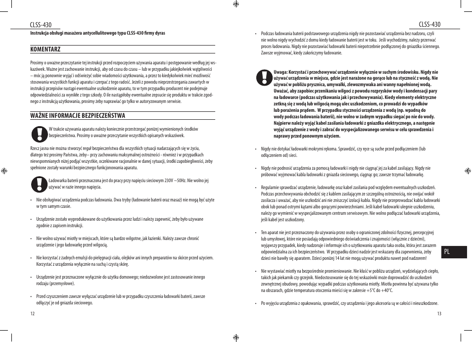 Clss-430, Clss-430 pl | Dyras CLSS-430 User Manual | Page 7 / 23
