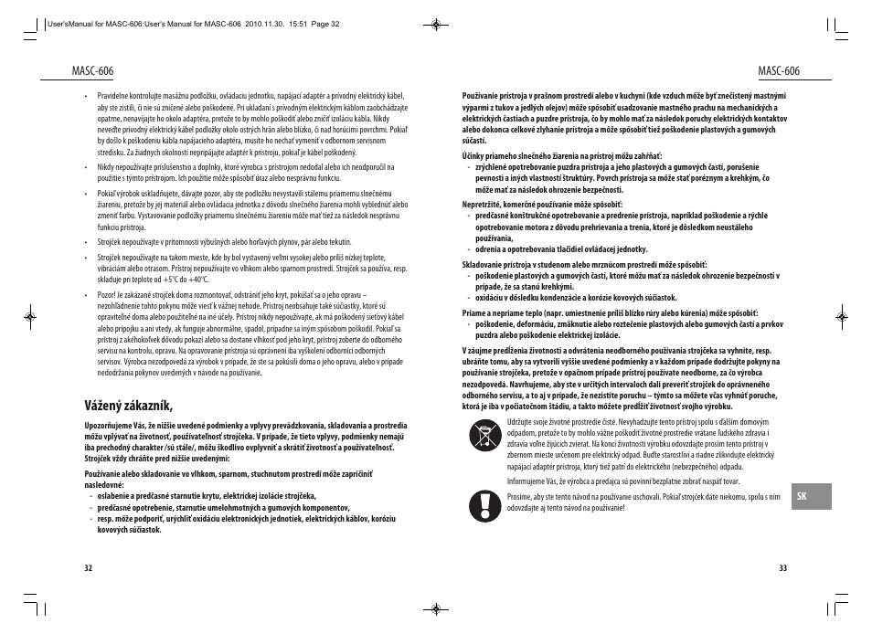 Vážený zákazník, Masc-606 | Dyras MASC-606 User Manual | Page 17 / 25