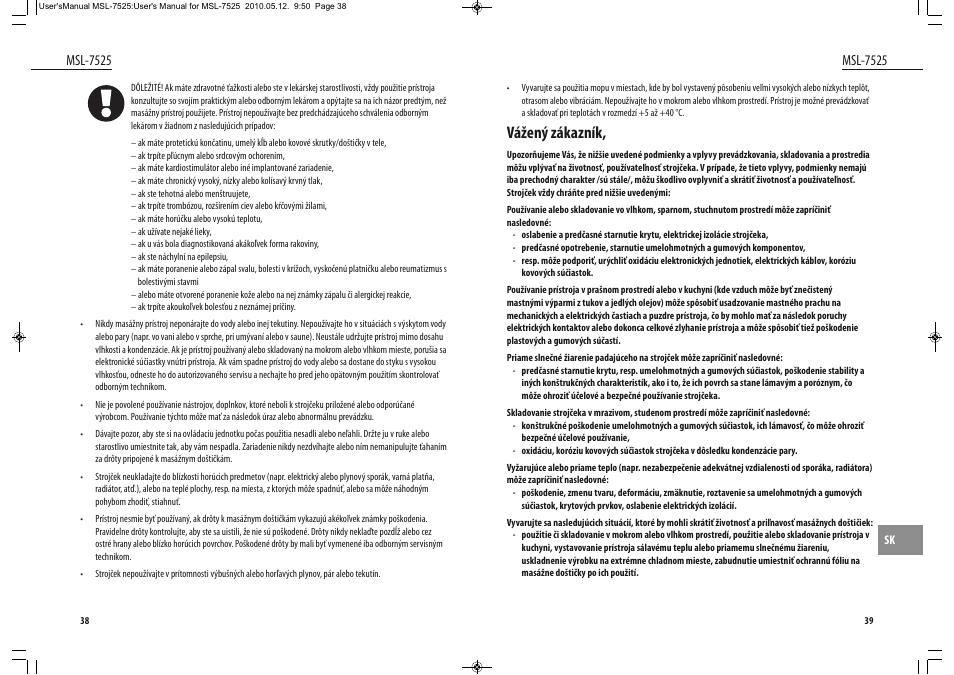 Vážený zákazník, Msl-7525 | Dyras MSL-7525 User Manual | Page 20 / 31