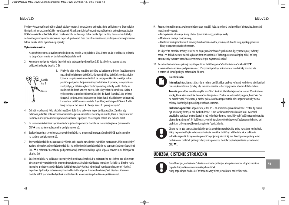 Údržba, čistenie strojčeka, Msl-7525 | Dyras MSL-7525 User Manual | Page 23 / 31