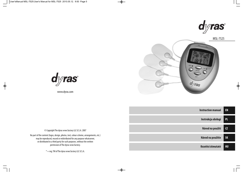Dyras MSL-7525 User Manual | Page 3 / 31