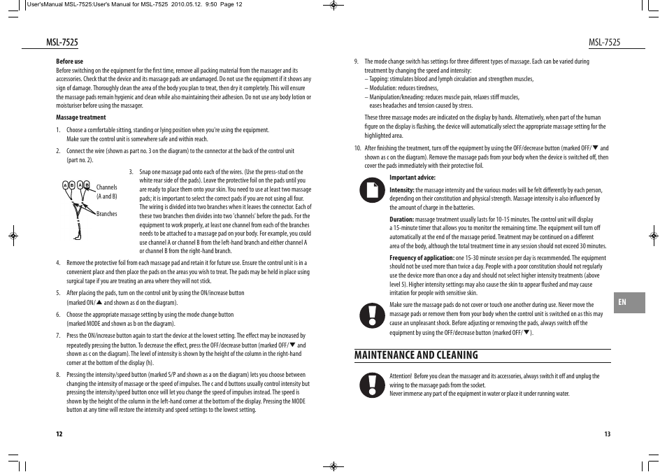 Maintenance and cleaning, Msl-7525 | Dyras MSL-7525 User Manual | Page 7 / 31