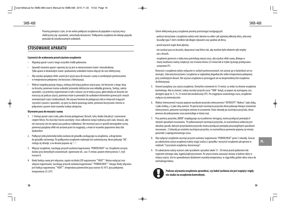 Stosowanie aparatu, Smb-488 | Dyras SMB-488 User Manual | Page 10 / 25