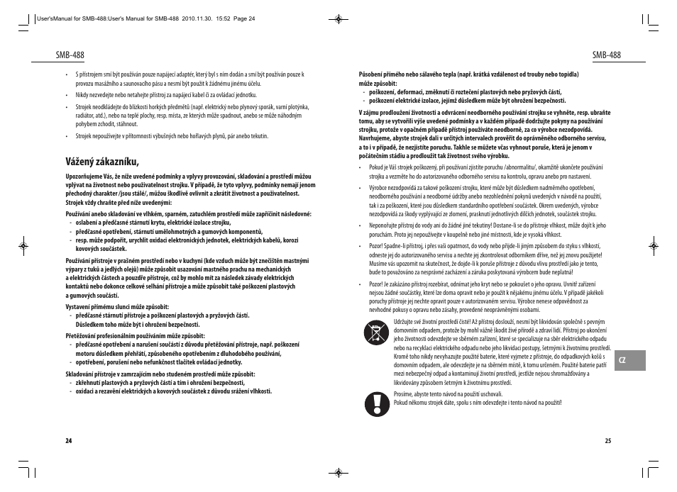 Vážený zákazníku, Smb-488 | Dyras SMB-488 User Manual | Page 13 / 25