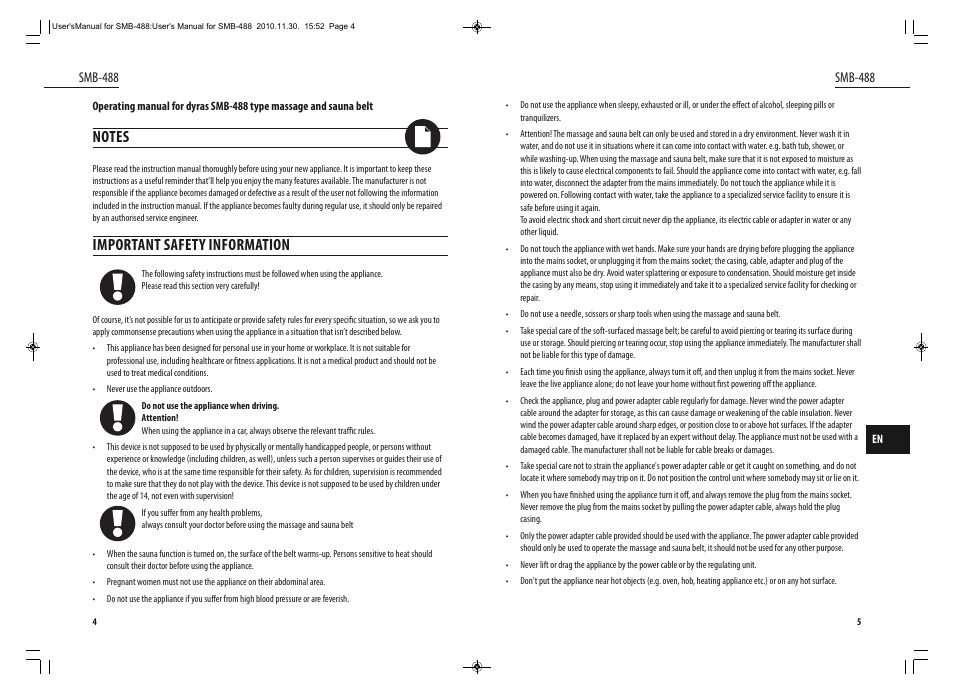 Important safety information, Smb-488 | Dyras SMB-488 User Manual | Page 3 / 25
