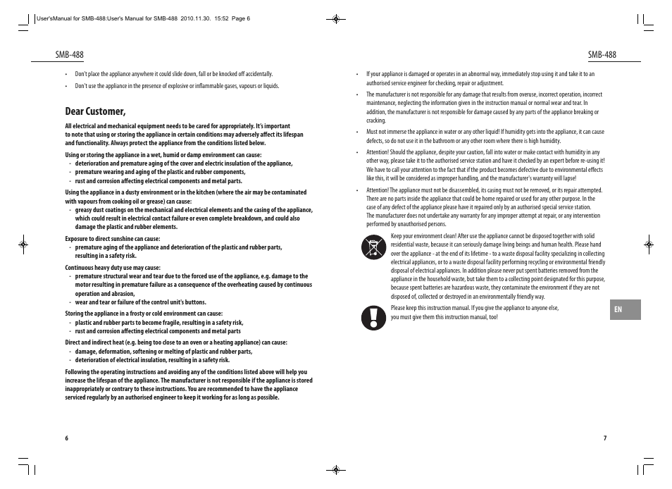 Dear customer, Smb-488 | Dyras SMB-488 User Manual | Page 4 / 25