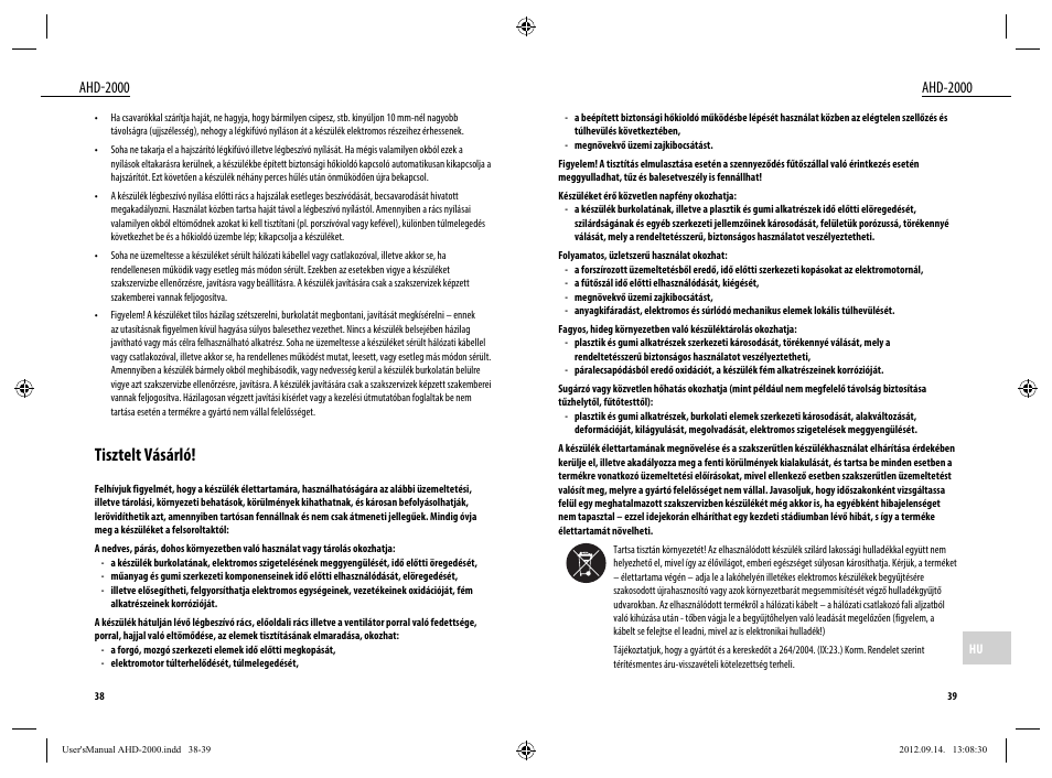 Tisztelt vásárló, Ahd-2000 | Dyras AHD-2000 User Manual | Page 20 / 23