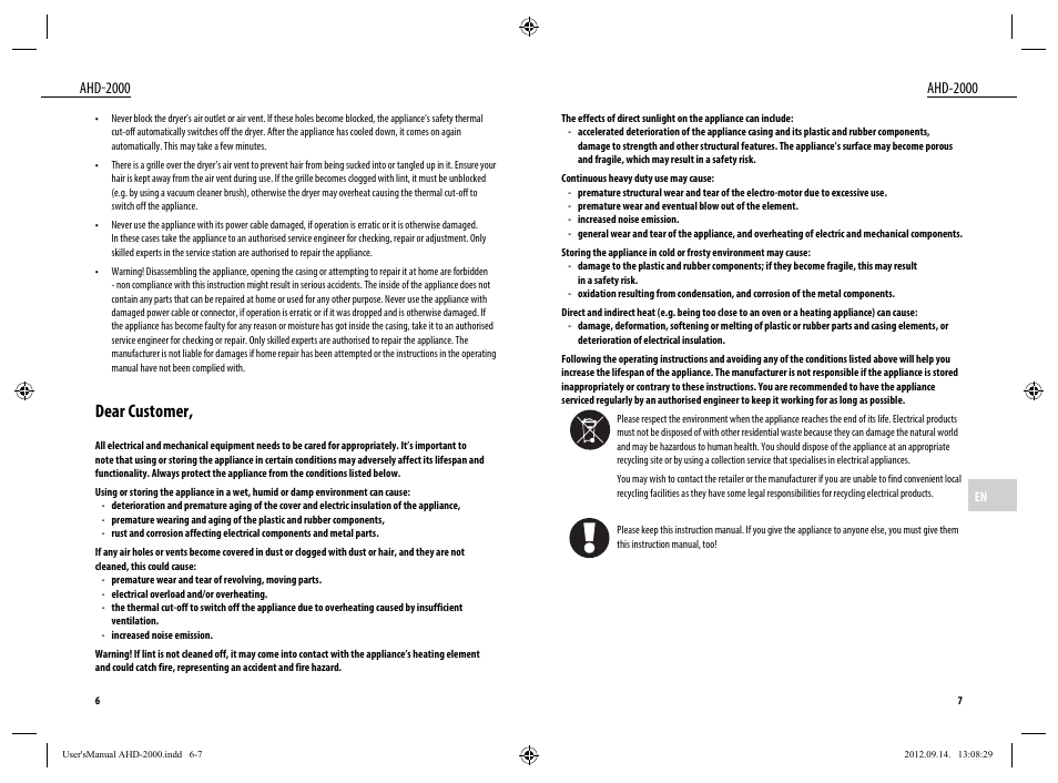 Dear customer, Ahd-2000 | Dyras AHD-2000 User Manual | Page 4 / 23