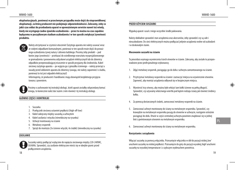 Dyras WMHD-1600 User Manual | Page 10 / 27