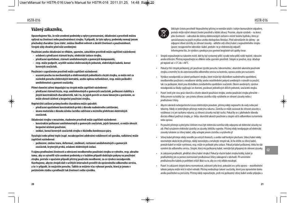 Vážený zákazníku, Hstr-016 | Dyras HSTR-016 User Manual | Page 11 / 23