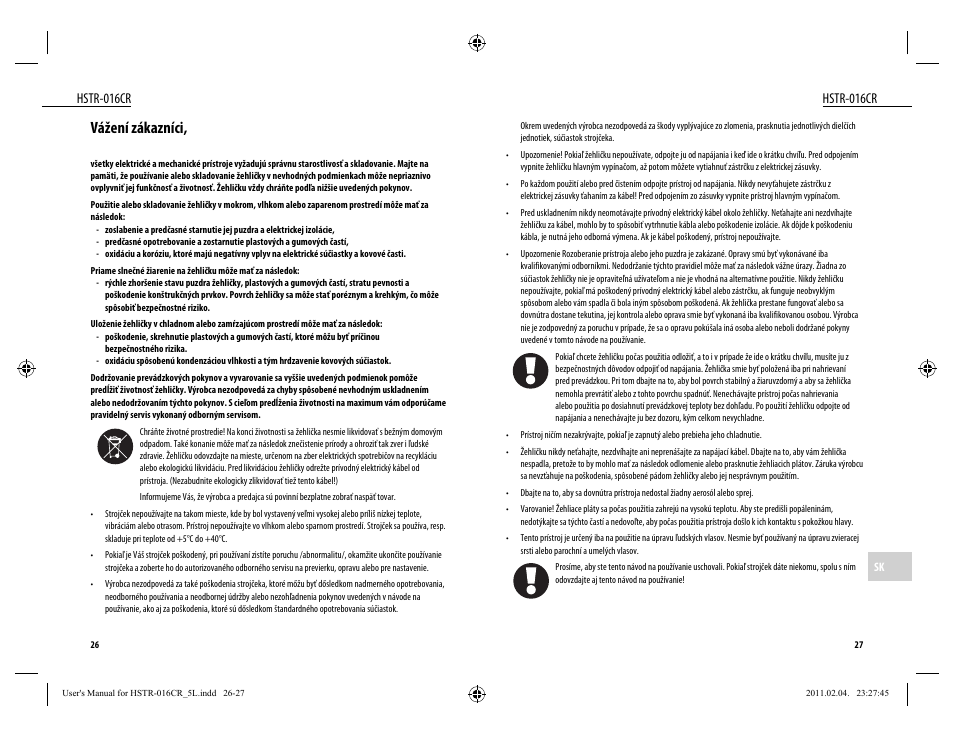 Vážení zákazníci, Hstr-016cr | Dyras HSTR-016CR User Manual | Page 14 / 21
