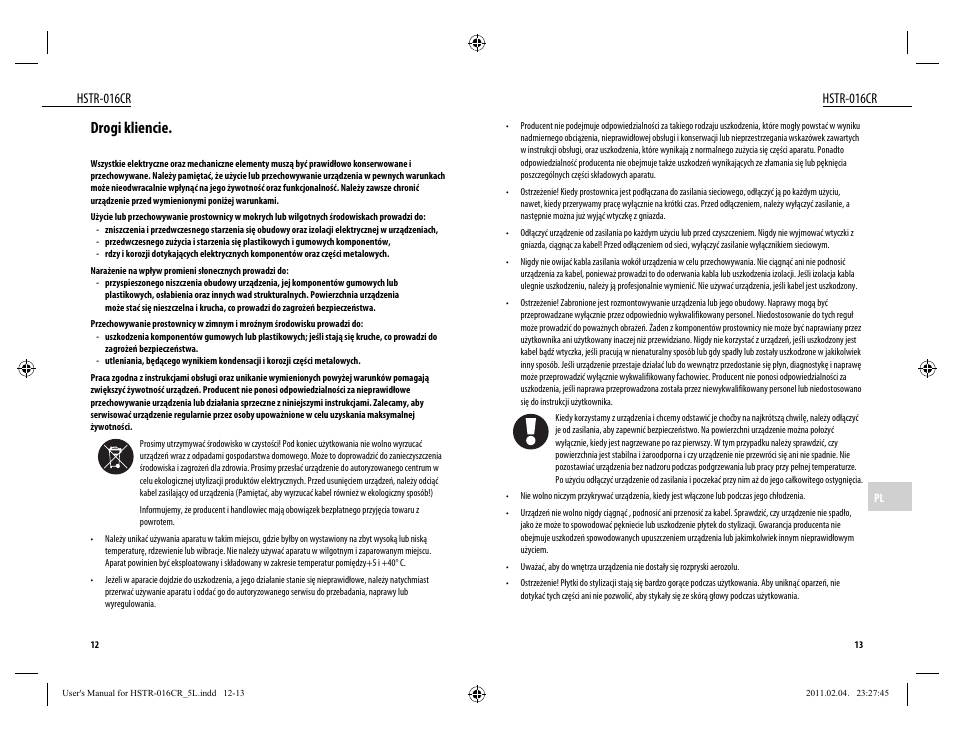Drogi kliencie, Hstr-016cr | Dyras HSTR-016CR User Manual | Page 7 / 21