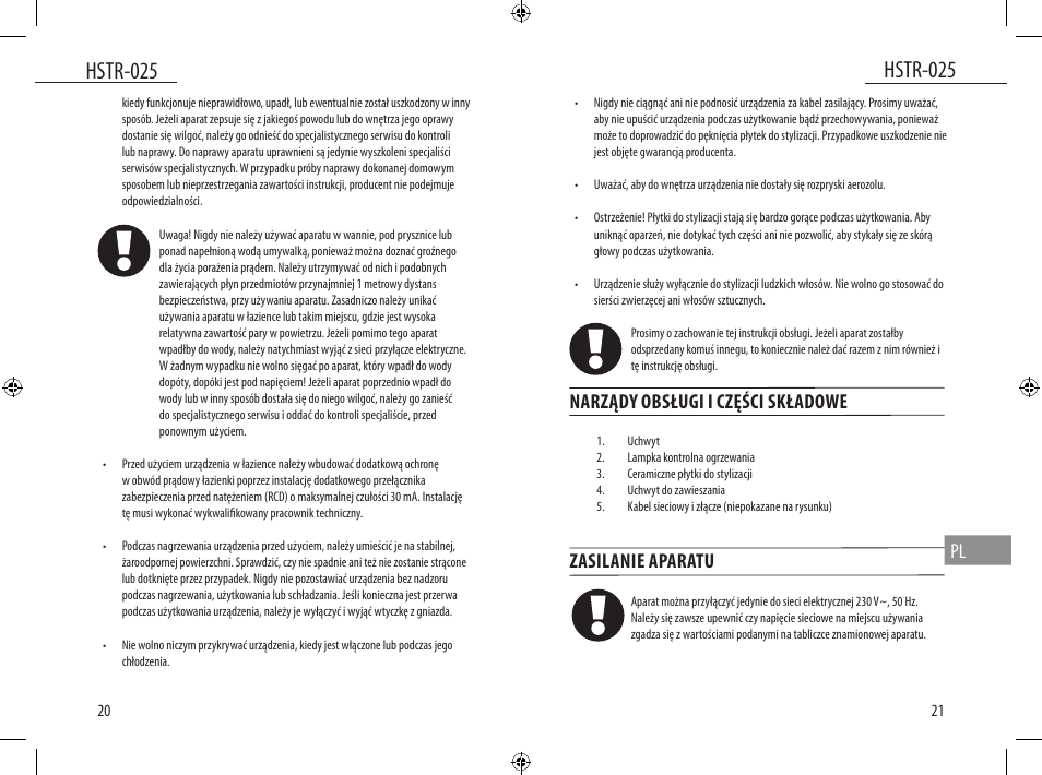 Hstr-025, Narządy obsługi i części składowe, Zasilanie aparatu | Dyras HSTR-025 User Manual | Page 11 / 31