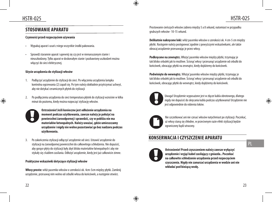 Hstr-025, Stosowanie aparatu, Konserwacja i czyszczenie aparatu | Dyras HSTR-025 User Manual | Page 12 / 31