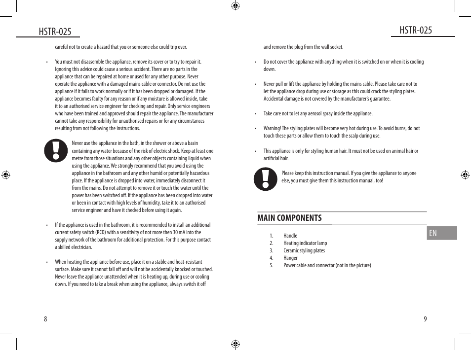Hstr-025, Main components | Dyras HSTR-025 User Manual | Page 5 / 31