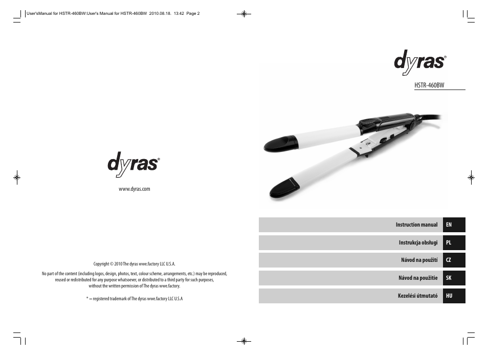 Dyras HSTR-460BW User Manual | Page 2 / 23