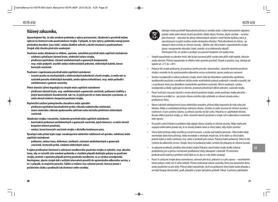 Vážený zákazníku, Hstr-650 | Dyras HSTR-650 User Manual | Page 11 / 23