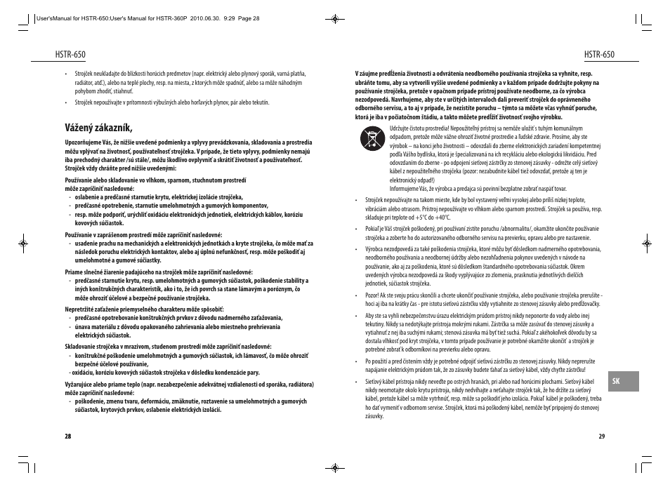 Vážený zákazník, Hstr-650 | Dyras HSTR-650 User Manual | Page 15 / 23