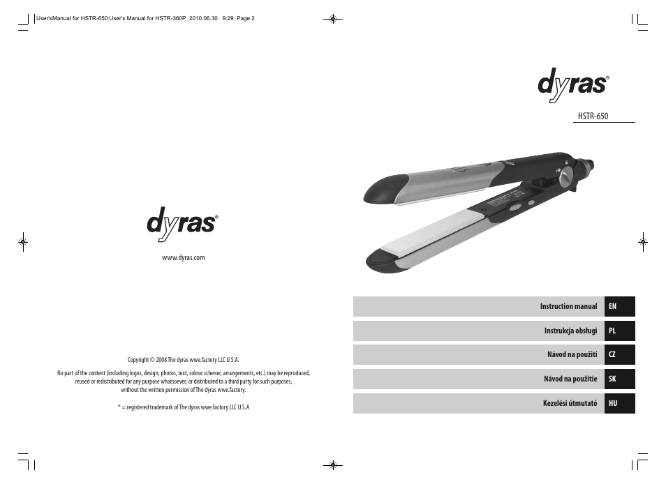 Dyras HSTR-650 User Manual | Page 2 / 23