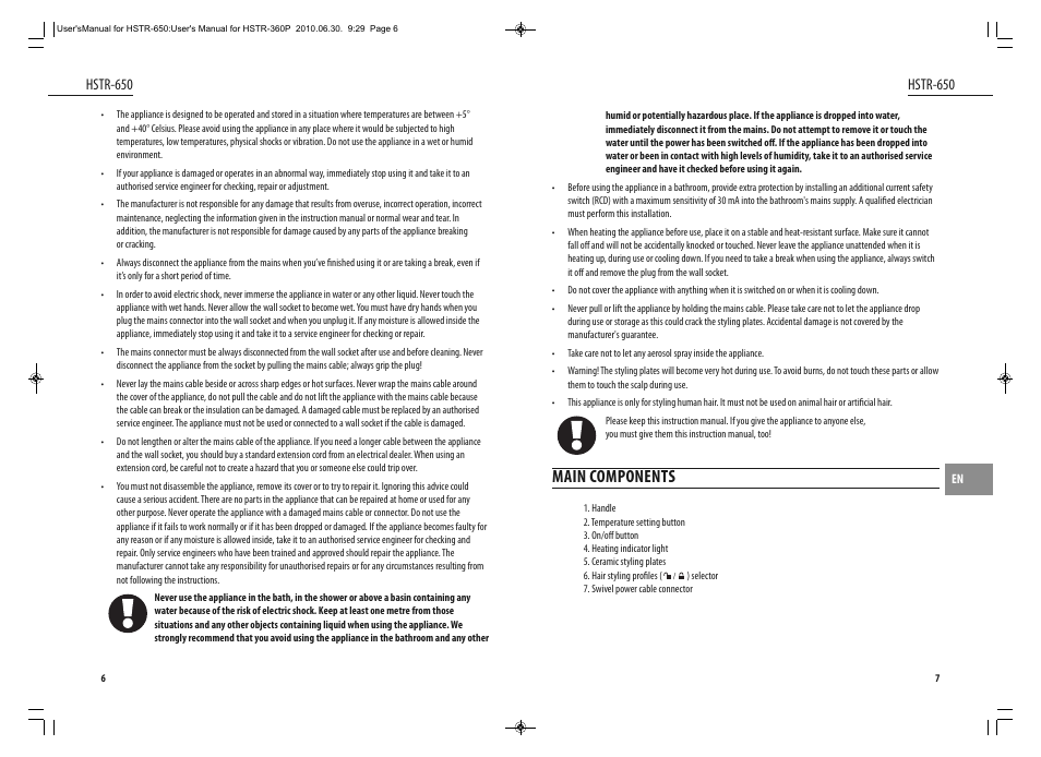 Main components, Hstr-650 | Dyras HSTR-650 User Manual | Page 4 / 23
