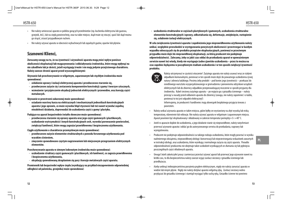 Szanowni klienci, Hstr-650 | Dyras HSTR-650 User Manual | Page 7 / 23