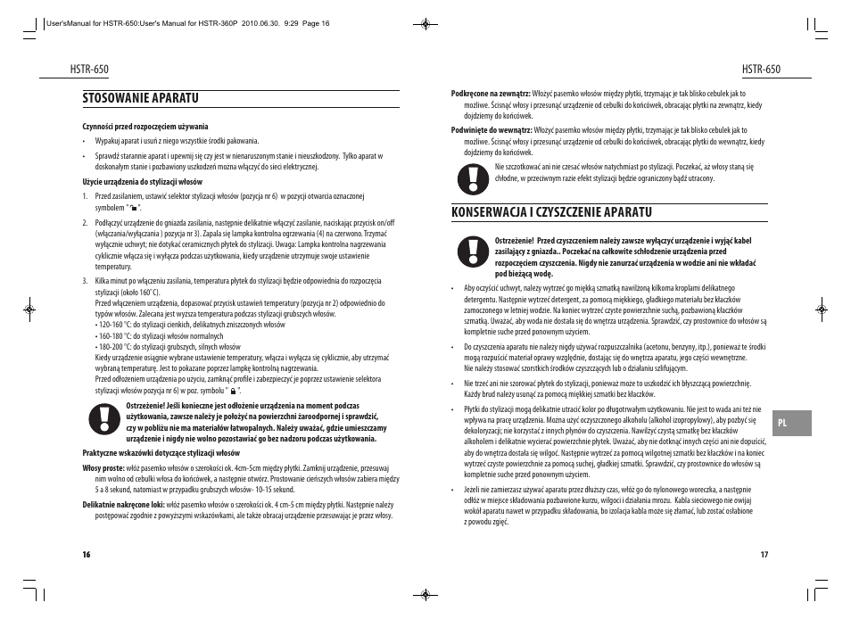 Konserwacja i czyszczenie aparatu, Stosowanie aparatu, Hstr-650 | Dyras HSTR-650 User Manual | Page 9 / 23