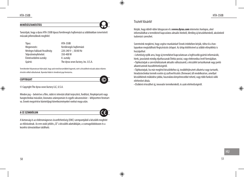 Dyras HTA-350B User Manual | Page 26 / 27