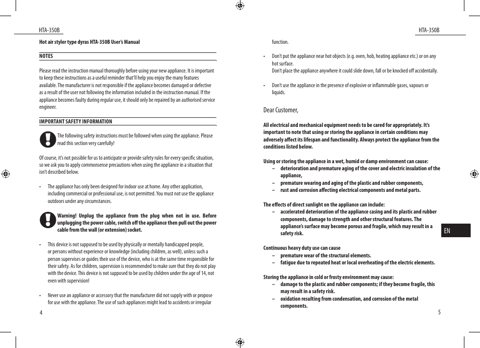 Dyras HTA-350B User Manual | Page 3 / 27