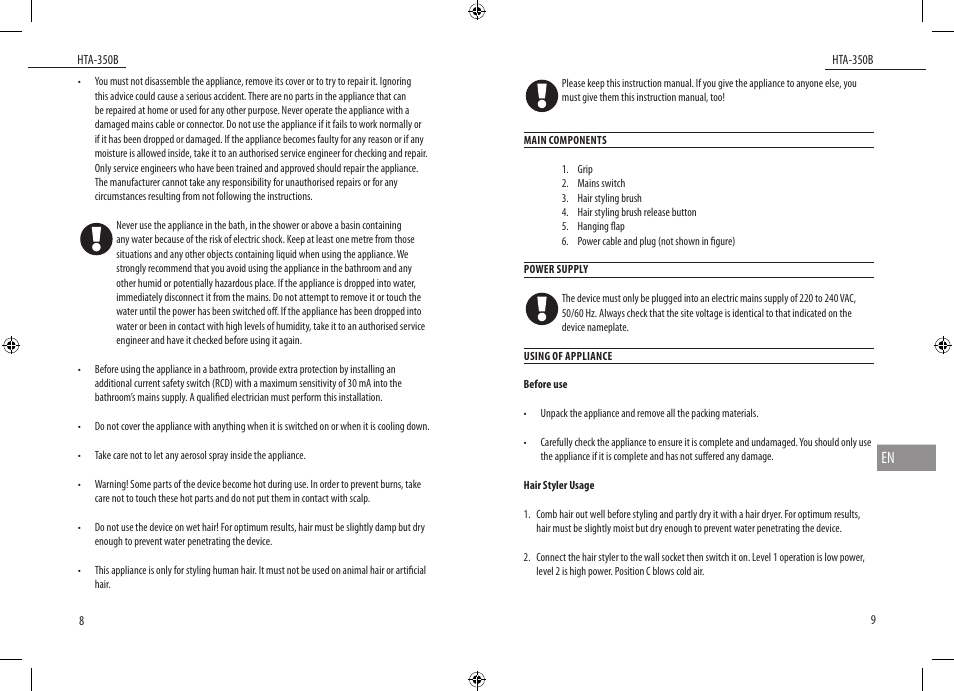 Dyras HTA-350B User Manual | Page 5 / 27