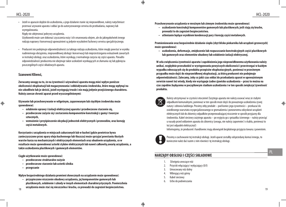 Narządy obsługi i części składowe | Dyras HCL-2020 User Manual | Page 10 / 33