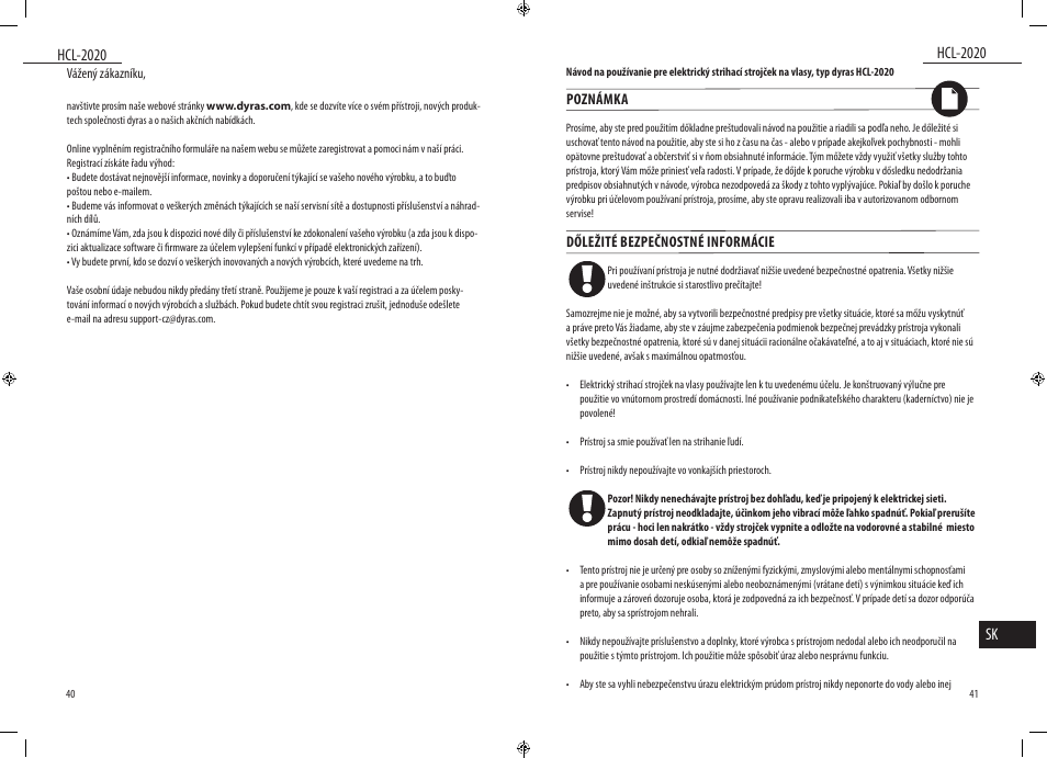 Sk hcl-2020, Hcl-2020 | Dyras HCL-2020 User Manual | Page 21 / 33