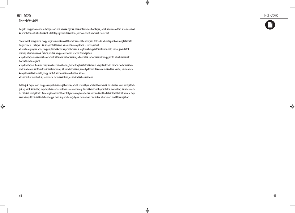 Hcl-2020 | Dyras HCL-2020 User Manual | Page 33 / 33