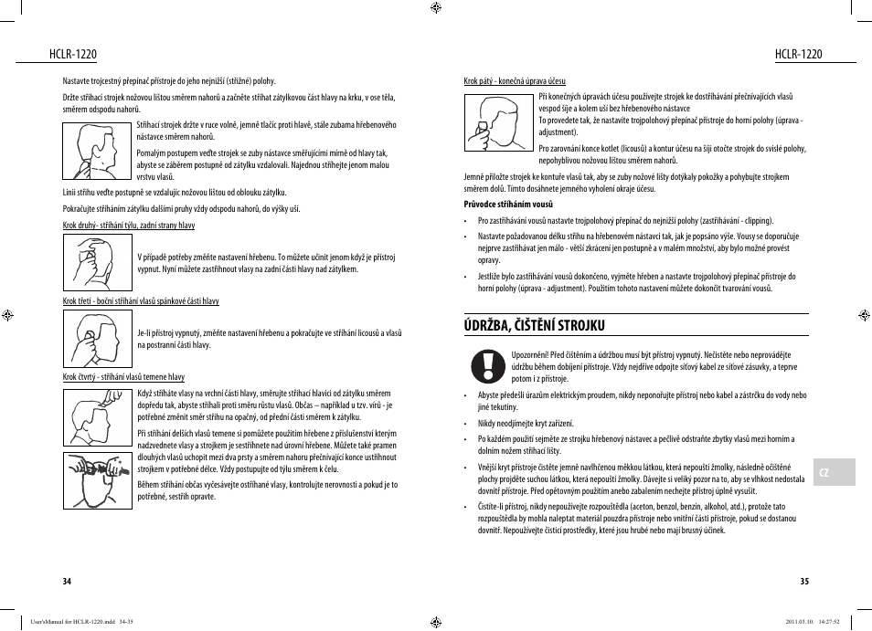 Údržba, čištění strojku, Hclr-1220 | Dyras HCLR-1220 User Manual | Page 18 / 31