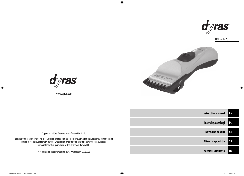 Hclr-1220 | Dyras HCLR-1220 User Manual | Page 2 / 31
