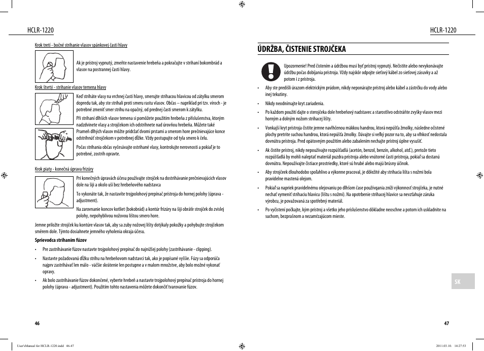 Údržba, čistenie strojčeka, Hclr-1220 | Dyras HCLR-1220 User Manual | Page 24 / 31